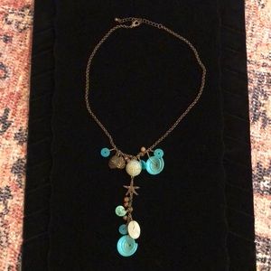 Turquoise Seashell Necklace With Bronze Chain